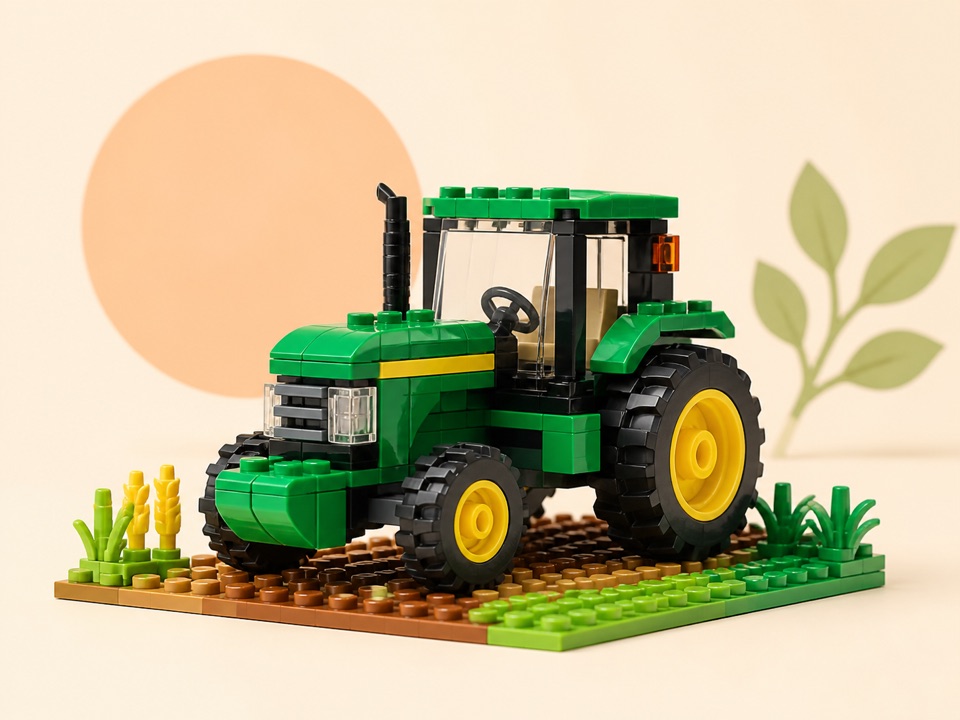 Symbolbild eines grünen Traktors aus Klemmbausteinen
